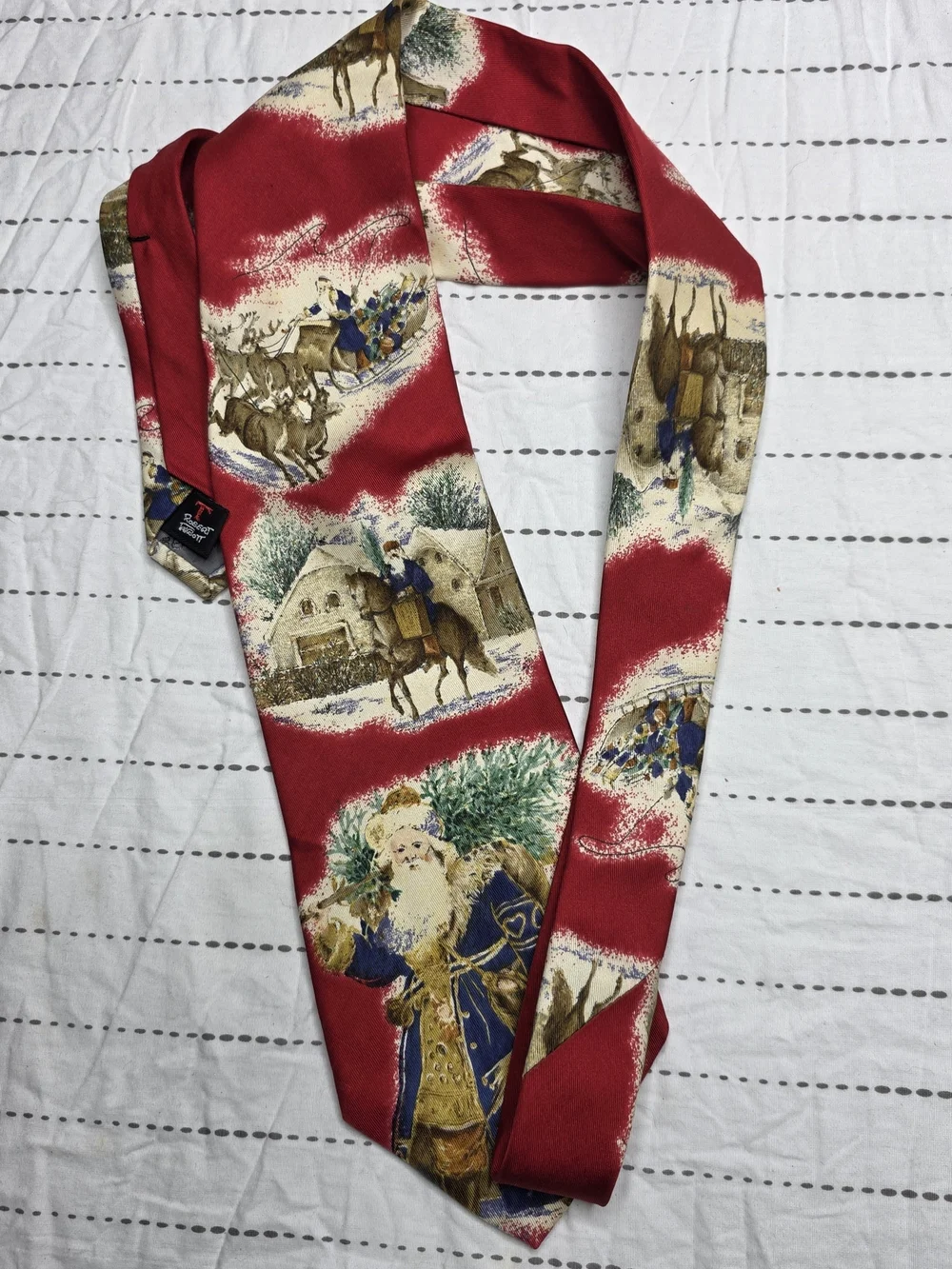 Robert Talbott Hand Sewn Silk Christmas Tie Santa Wilmington Country Store VTG